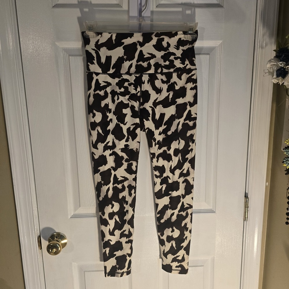 Calia by Carrie Underwood Womens Black White Cow Print Athletic Leggings Size‎ M